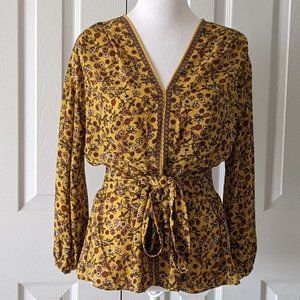 MAX STUDIO Women's Long Sleeve Blouse Top Size S Gold NWOT
